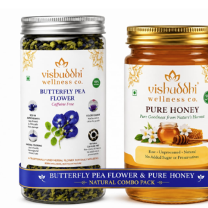Vishuddhi Wellness Co. Butterfly Pea Flower Herbal Infusion (50g) + Natural Honey (100g) Combo