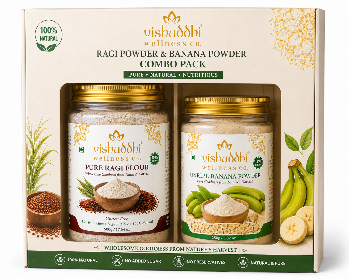 Vishuddhi Wellness Co. Ragi Powder + Banana Powder Combo Pack