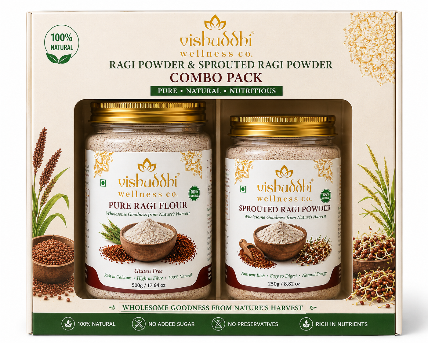 Vishuddhi Wellness Co. Ragi Powder + Sprouted Ragi Powder Combo Pack