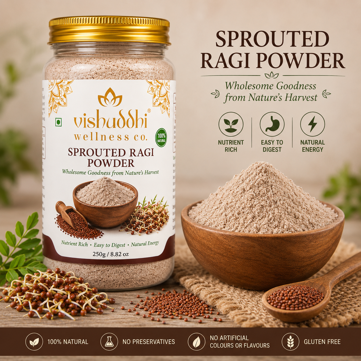 Vishuddhi Wellness Co. Sprouted Ragi Powder - Image 2